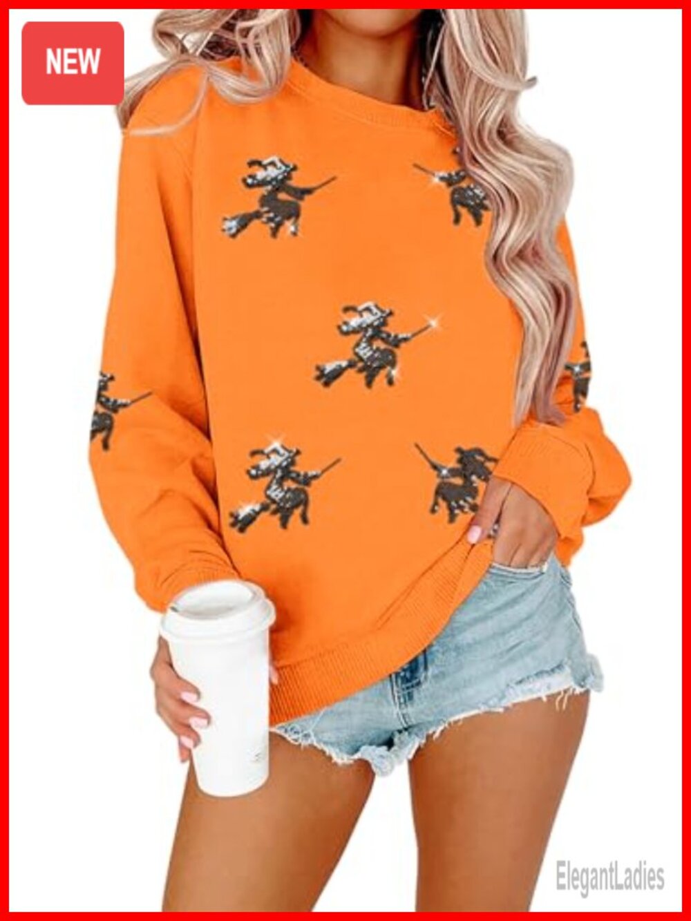 Sequin Ghost Graphic Halloween Pullover Sweatshirt
